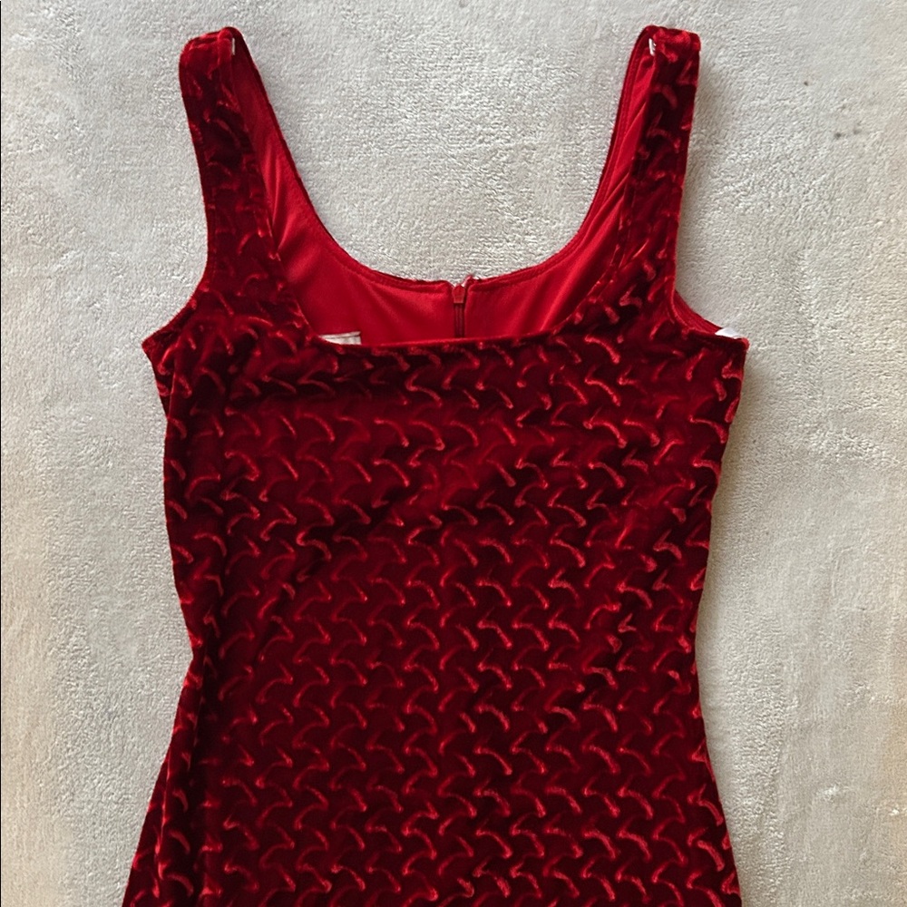 Vintage 80s/90s Algo Red Velvet Dress - Picture 8 of 16